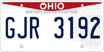 OH license plate GJR3192