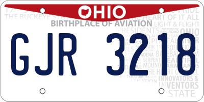 OH license plate GJR3218