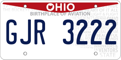 OH license plate GJR3222