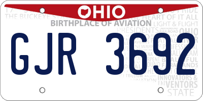 OH license plate GJR3692