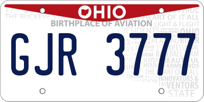 OH license plate GJR3777
