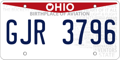 OH license plate GJR3796