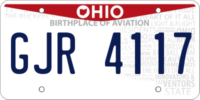 OH license plate GJR4117