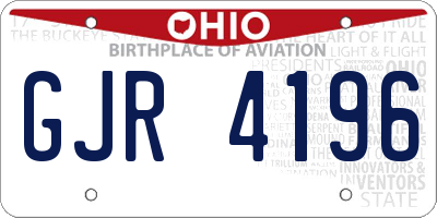 OH license plate GJR4196