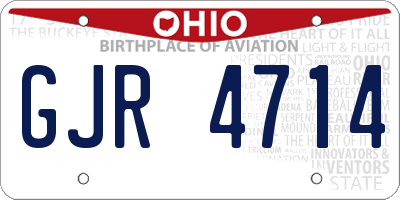 OH license plate GJR4714