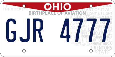 OH license plate GJR4777