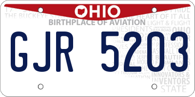 OH license plate GJR5203