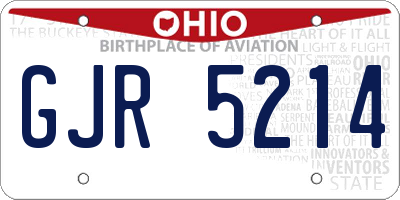 OH license plate GJR5214