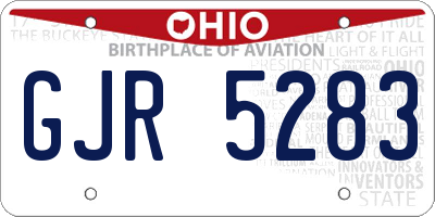 OH license plate GJR5283