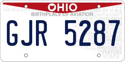 OH license plate GJR5287