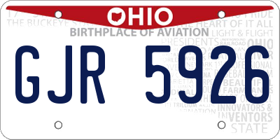 OH license plate GJR5926