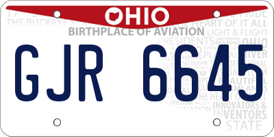 OH license plate GJR6645