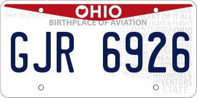 OH license plate GJR6926