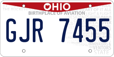 OH license plate GJR7455