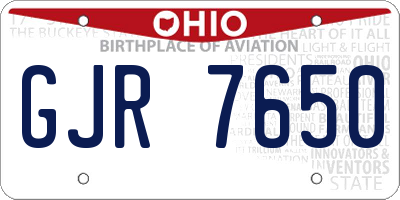 OH license plate GJR7650