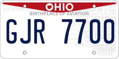 OH license plate GJR7700