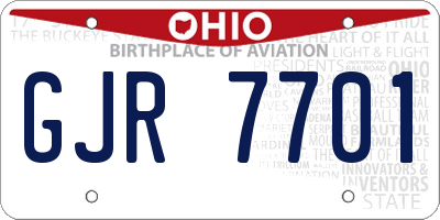OH license plate GJR7701