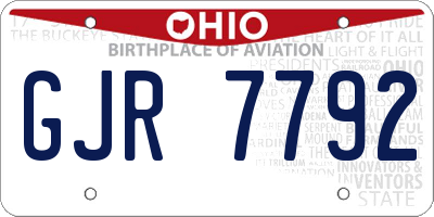 OH license plate GJR7792