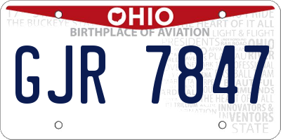 OH license plate GJR7847