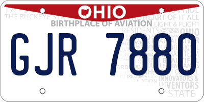 OH license plate GJR7880