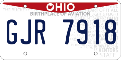 OH license plate GJR7918