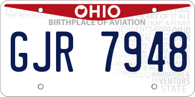 OH license plate GJR7948