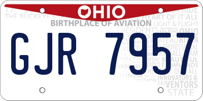 OH license plate GJR7957