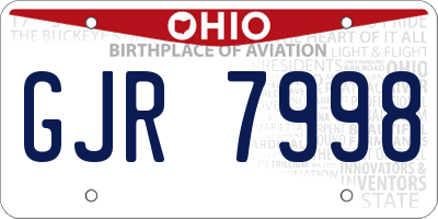 OH license plate GJR7998