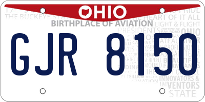 OH license plate GJR8150