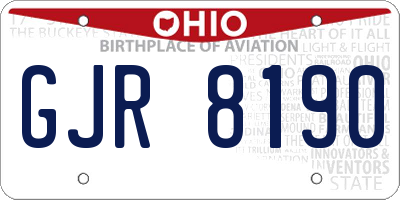OH license plate GJR8190