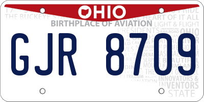 OH license plate GJR8709