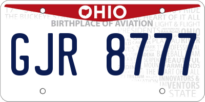 OH license plate GJR8777