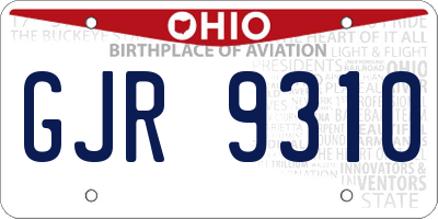 OH license plate GJR9310