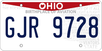 OH license plate GJR9728