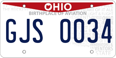 OH license plate GJS0034