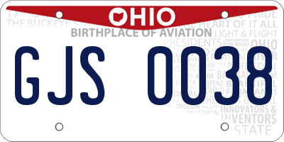 OH license plate GJS0038