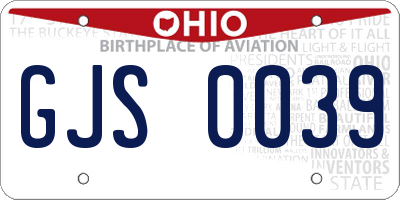 OH license plate GJS0039