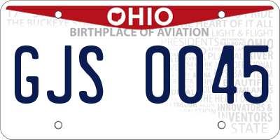 OH license plate GJS0045