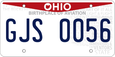 OH license plate GJS0056