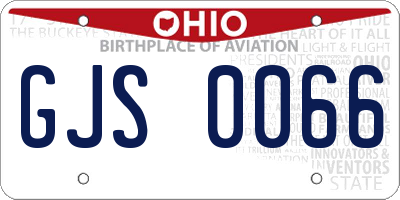 OH license plate GJS0066