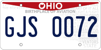 OH license plate GJS0072