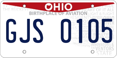 OH license plate GJS0105