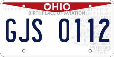 OH license plate GJS0112