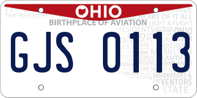 OH license plate GJS0113