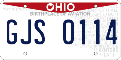 OH license plate GJS0114