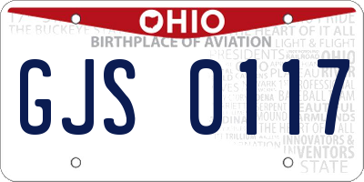 OH license plate GJS0117
