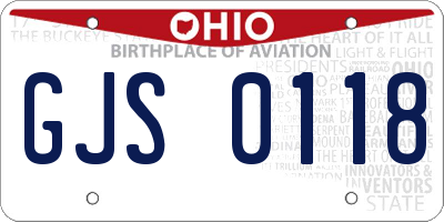 OH license plate GJS0118