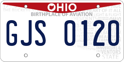OH license plate GJS0120