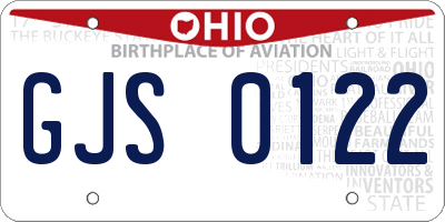 OH license plate GJS0122