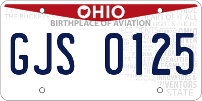 OH license plate GJS0125